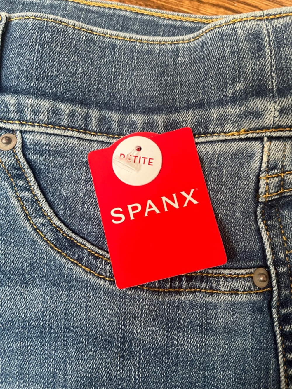 SPANX Blue Wide-Leg High-Rise Jeans Petite Medium - Picture 8 of 8
